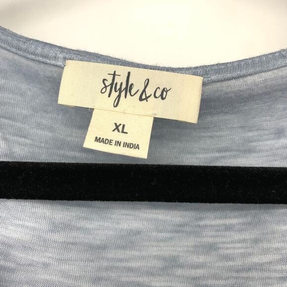 Style & Co. Embroidered Beaded Tiered Tunic Top Womens XL Washed Blue - Picture 5 of 6